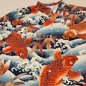 Stylish Koi Fish Print Casual Shirt Men's Size 4X